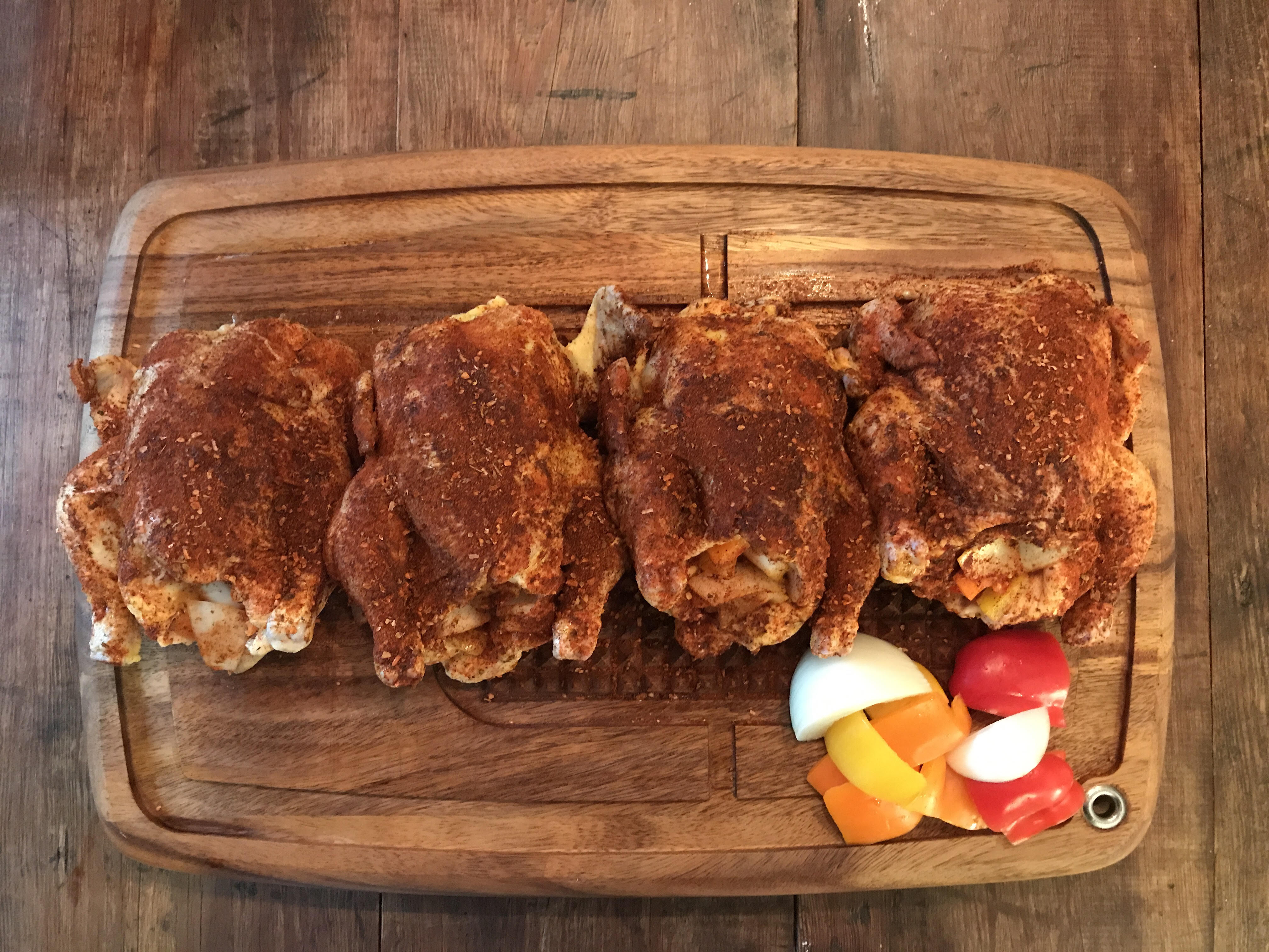 Cornish Game Hens Stuffed with Peppers & Onions Recipe